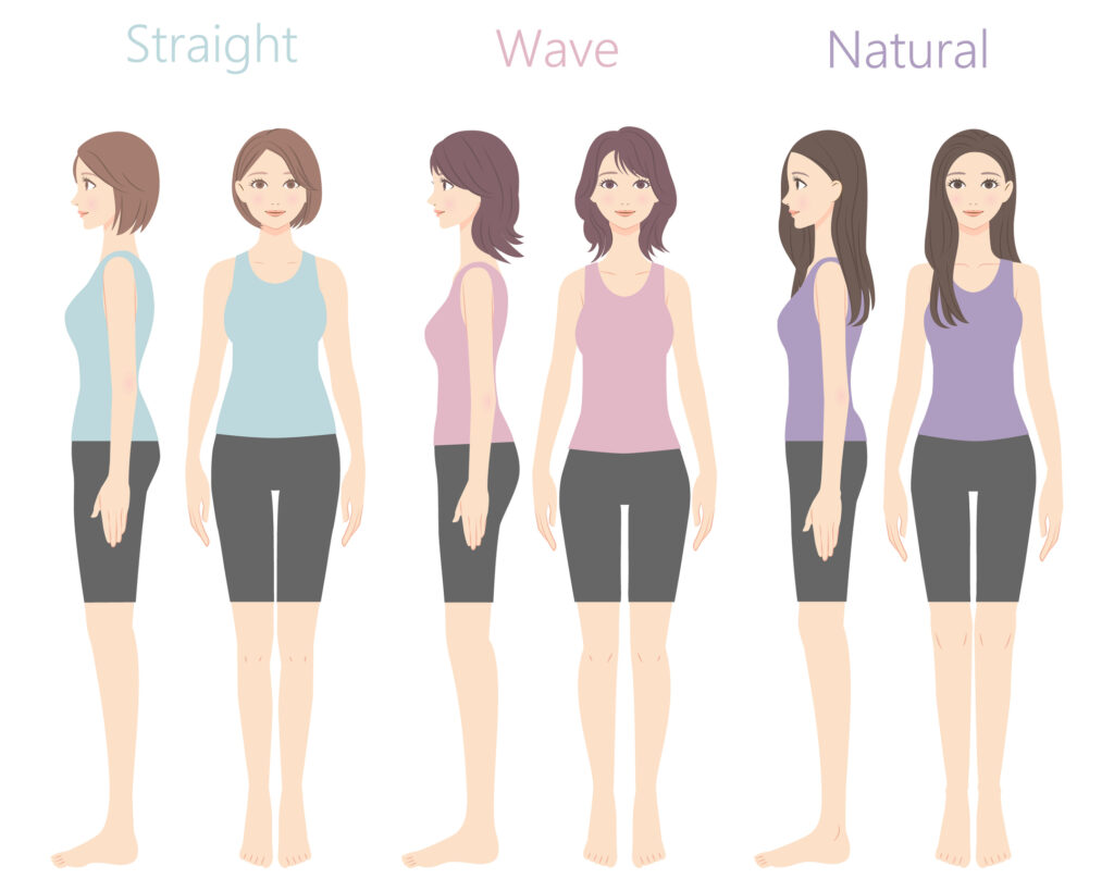 人間の骨格,骨,イラストレーション,女性,ストレートヘア,ウェーブヘア , タンクトップ, バリエーション